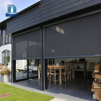 Pérgola de Aluminio para Techo con Paneles Motorizados y Persianas Enrollables Resistentes al Viento para Exteriores