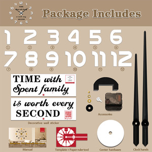 <span class=keywords><strong>Horloge</strong></span> murale DIY en acrylique blanc brillant avec chiffres complets, mécanisme à quartz silencieux, sans perçage, autocollant, décoration pour location de vacances Airbnb, 120 cm - Product Image 5