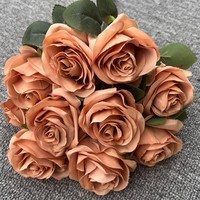 Lot de 10 têtes de roses artificielles de 47 cm, bouquet de fausses roses pour décoration de mariage, maison ou fête