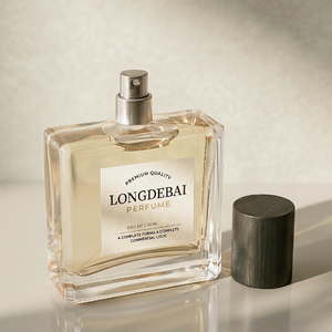 Custom Unique Design Eco-friendly Flat Square Glass Perfume Bottle 50ml/100ml Clear Luxury Pump Sprayer for Skin Care Serum - Product Image 2