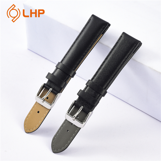 OEM Simple Calfskin Watch Strap Custom Logo Color Soft Calfskin Watch Band Black Brown White Women's Men's Leather Watch Strap