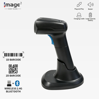 Escáner de Códigos de Barras Inalámbrico Portátil USB 1D 2D con Soporte y Recargable, en Stock para Gestión de Inventario