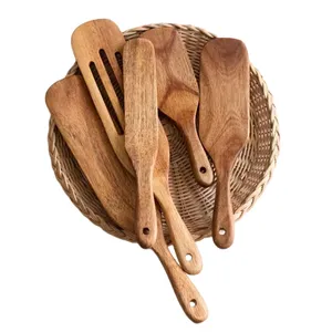 Thân Thiện Với Môi Không Dính Đồ Nấu Nướng 3 Pcs Teakwood Thìa Nhà Bếp Nấu Ăn Công Cụ Thiết Lập (Cho Phục Vụ Và Khuấy)