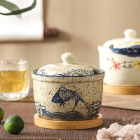 Pot à épices en céramique de Chaozhou, salière, poivrière, distributeur de MSG, avec couvercle compatible lave-vaisselle, pot à chili de cuisine, résistant aux éclaboussures d'huile