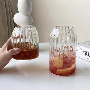 Tasses en verre borosilicate à rayures verticales, pour boissons froides, eau, café japonais - Product Image 4