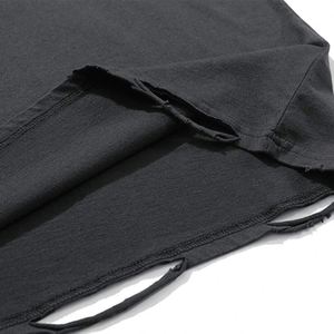 Custom 250 Gsm Men's T-Shirts Over Size Distressed Ripped Pattern 100% Cotton Knitted Fabric Screenprint <b>Tshirt</b> - Product Image 5