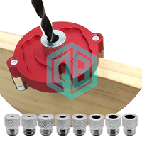 Kit de perçage de gabarit de goujon à centrage automatique pour le travail du bois Guide de perçage de trous verticaux Outil de localisation de poinçon avec bagues de forage de 3 à 10mm