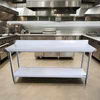 Vente chaude table de travail à deux couches cuisine table de travail régulière en acier inoxydable avec dosseret pour la boulangerie