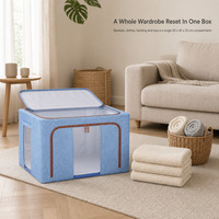Boîte de rangement pliable en tissu avec fenêtre transparente 50x40x33cm, organiseur de vêtements pour chambre, armoire, placard, dortoir, buanderie