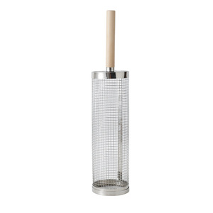 Cesta de barbacoa portátil con mango de madera, antirrobo, de acero inoxidable 304, para exteriores, con tubo y red para asar. - Product Image 2