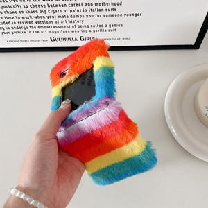 Étuis de téléphone rayés colorés en peluche moelleuse luxueuse pour Samsung <span class=keywords><strong>Zflip</strong></span> 7 6 5 <span class=keywords><strong>4</strong></span> 3, couvertures arrière chaudes moelleuses pour femmes - Product Image 4