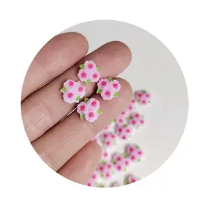 Kawaii Mini Resin Mixed Color Three Peach Blossoms Flower Flatback Ornament Jewelry Making Manicure Hairwear Accessories