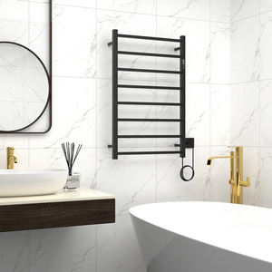 AVONFLOW acier inoxydable noir mat fil sec chauffant porte-serviettes électrique porte-serviettes avec contrôleur thermostatique - Product Image 2