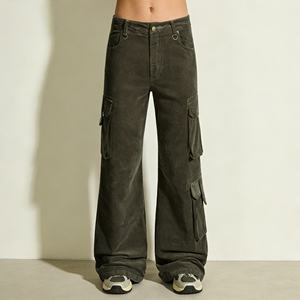 Retro Canvas <b>Cargo</b> <b>Pants</b> Regular Fit Bootcut Flare Unisex <b>Vintage</b> Inspired Utility Extra Long Floor Length Casual Styling - Product Image 1
