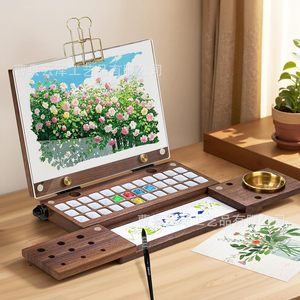Boîte à peinture en bois pour aquarelle transfrontalière, palette de peinture à l'huile en bois, boîte à peinture en bois multi-compartiments pour aquarelle - Product Image 2