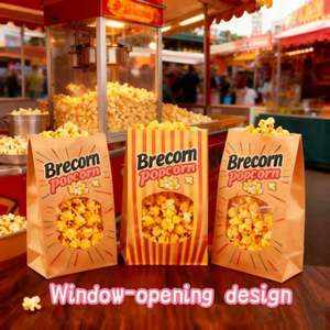 Sacs en papier kraft brun de qualité alimentaire imprimés sur mesure avec des matériaux recyclés pour l'emballage de pop-corn et de pain à sandwich - Product Image 4