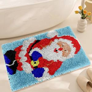 Adultes Enfants DIY Festival Cadeaux Noël Décoration Maison Loquet Crochet Tapis Tapisserie Kits avec Toile Imprimée - Product Image 3