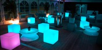 Meubles de salon de nuit portable d'extérieur, table et chaise en cube lumineux DMX, plastique imperméable, LED changeant de couleur