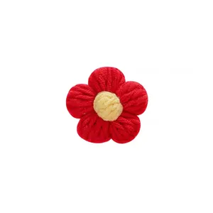 귀여운 4cm 손으로 뜨개질 한 양모 새로운 작은 꽃 스웨터 스카프 브로치 의류 의류 장식 꽃