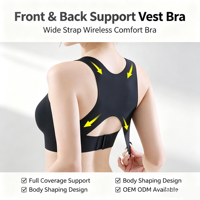 Soutien-gorge sans fil correcteur de posture à fermeture avant, brassière de sport antichoc, gilet de fitness, sous-vêtement dos croisé pour femme