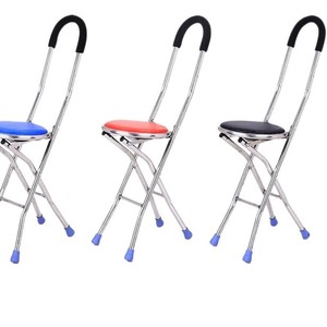 Kanghujia Stainless Steel Cane <b>Stool</b> Folding <b>Portable</b> Walking Stick Chair Outdoor Hiking Three Legged With Blue Brown Black Seat - Product Image 3