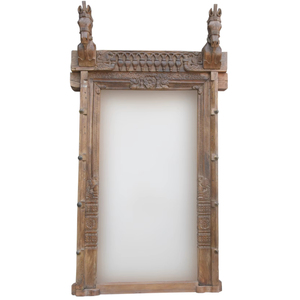 Espejo de Pared de Madera Maciza Tallada a Mano con Marco de Caballo, Estilo Rústico Vintage, Hecho en India por Haswani Handicrafts - Product Image 1