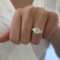 Bague de Fiançailles et de Mariage Personnalisée en Argent Sterling 925 avec Trois Pierres en Zircon Cubique pour Femme, Vente en Gros