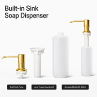 Distributeur de savon rechargeable en acier inoxydable 500 ml avec pompe dorée pour shampoing, après-shampoing, gel douche, usage hôtelier et cuisine