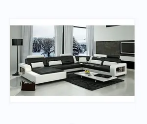 Aangepaste Luxe Meubels L Vormige Hoek Couch Koreaanse Stijl Sofa Set Real Lederen Woonkamer Moderne Bank
