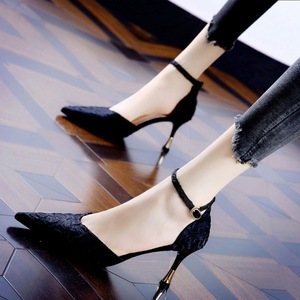 Escarpins noirs élégants et sexy à bout pointu avec bride cheville et talons aiguilles pour femme, collection Printemps-Automne 2026 - Product Image 2