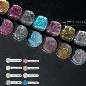 Annies-gel de uñas de alta calidad, laca de dedo no tóxica, gel de uñas coreano halal glitter disco reflectante transpirable