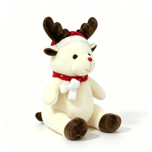 customized Christmas Reindeer Plush Toy With <b>Red</b> Hat And <b>Scarf</b> 31cm-50cm Unisex For Kids 2 To 4 Years - Product Image 4