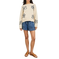 Pull personnalisé avec logo pour femme, col rond, tricot décontracté, pull d'hiver, haut en tricot ample de créateur, pull brodé pour femme