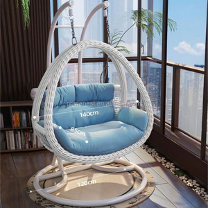 Uovo appeso sedia con supporto in Rattan sedia a dondolo esterno per giardino Patio balcone impermeabile uovo sedia appesa - Product Image 4