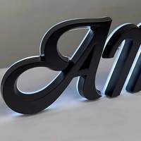 Enseigne lumineuse 3D en métal rétroéclairée LED personnalisée en acier inoxydable IP65 étanche pour entreprise financière, bureau, mariage