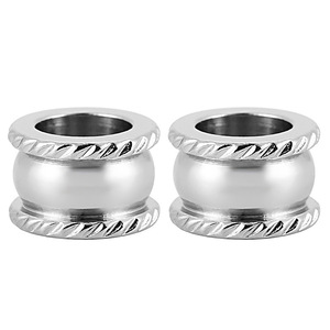 Gold-Plated Textured Stainless Steel <b>Spacer</b> Beads for Leather Cord | Jewelry DIY Accessories | Barrel Beads with Grooved Edges - Product Image 3