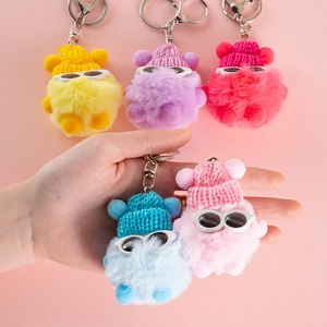 Llavero de Peluche Mini Duende de Humo de Piel Sintética de Conejo, Colgante Suave y Adorable para Bolso con Gafas de Sol, Forma 3D, Piel de Rex, Verano 2022 - Product Image 3