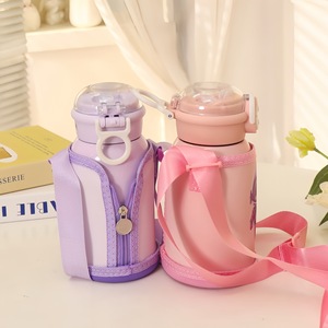 Botella de agua infantil de acero inoxidable con aislamiento, con asa y funda, de gran capacidad, para niños en edad escolar. - Product Image 3