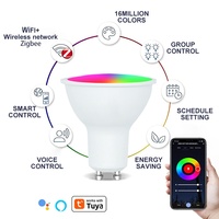 Ampoules LED intelligentes WiFi Tuya GU10 RGB+CW+WW Blanc 5W Dimmables Contrôle par application Smart Life pour Alexa Google Home