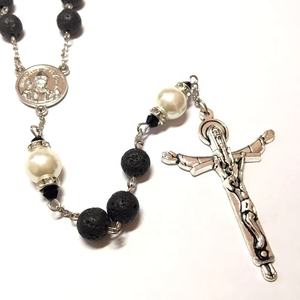 4mm Crystal Beads With 8mm Black Firestone Religious <strong>Italian</strong> <strong>Rosary</strong> - Product Image 2