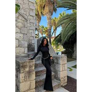 Robe de soirée longue noire Doss, dos nu, pour occasions formelles et fêtes, taille XS, longueur au sol - Product Image 6