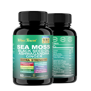 Suppléments à base de plantes pour la croissance des cheveux adultes Capsules de <span class=keywords><strong>mousse</strong></span> de mer avec huile de graines noires Complexe de curcuma Bardane Bladderwrack - Product Image 6