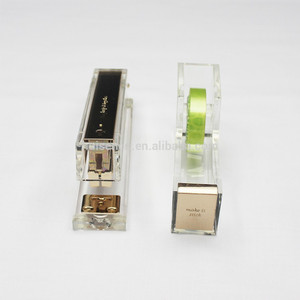 Huisen Goud Gestreept Transparant Kantoor Nietmachine Tape Dispenser Acryl Bureau Stationaire Accessoires