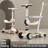 TG-Wholesale Trottinette Pliante pour Enfants 2-8 Ans, Vélo d'Équilibre 3-en-1 avec Roues d'Apprentissage et Poussette Jouet