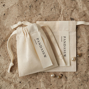 PandaSew Custom Logo Cotton Drawstring <b>Bag</b> with Label <b>Dust</b> <b>Bag</b> Gift Packaging Jewelry Pouch - Product Image 6