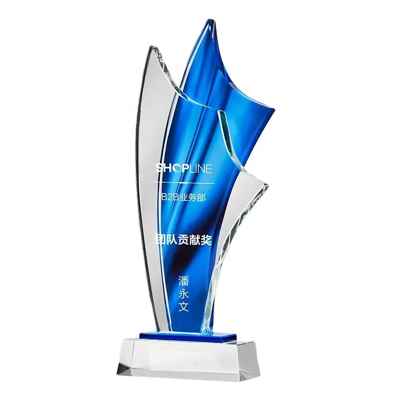 Crystal Trophy Custom Glass Crystal Shield Trophy Plaque Blanks Golf Customized Blank Crystal Trophy Award