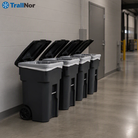 Contenedor de Basura con Ruedas de 32, 48, 64 y 96 Galones con Tapa, Carro de Basura de HDPE para Camiones de Recolección en América del Norte