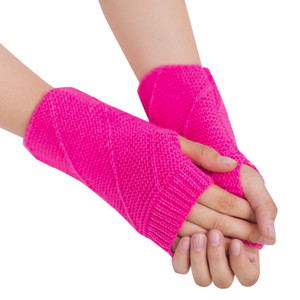 Gants en tricot pour femmes, mi-longs, automne-hiver, demi-doigts, chauffe-mains, <span class=keywords><strong>mitaines</strong></span> douces en forme de losange, manches de bras pour filles - Product Image 6
