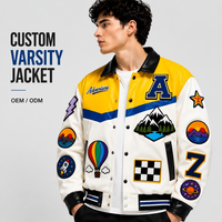 Veste universitaire en laine et cuir personnalisée pour hommes, color block, multi-patchs, style Letterman, Bomber, logo personnalisé, fabricant de marque privée