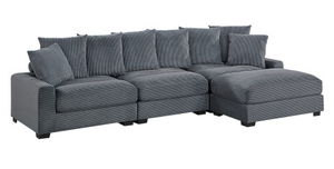 Ensemble de fauteuils d'appoint modernes pour salon, sans accoudoirs, en velours côtelé beige avec capitonnage, coussin moelleux, pieds en bois, pour appartement et hôtel - Product Image 6